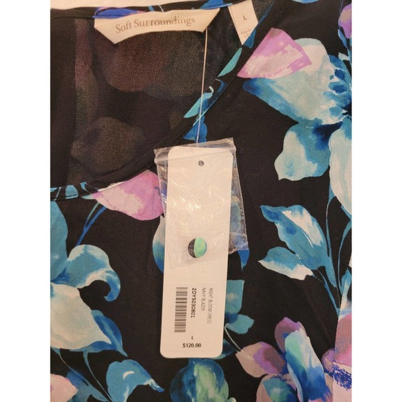 Soft Surroundings Night Bloom Dress Mixed Floral Print Size Large - Picture 3 of 5